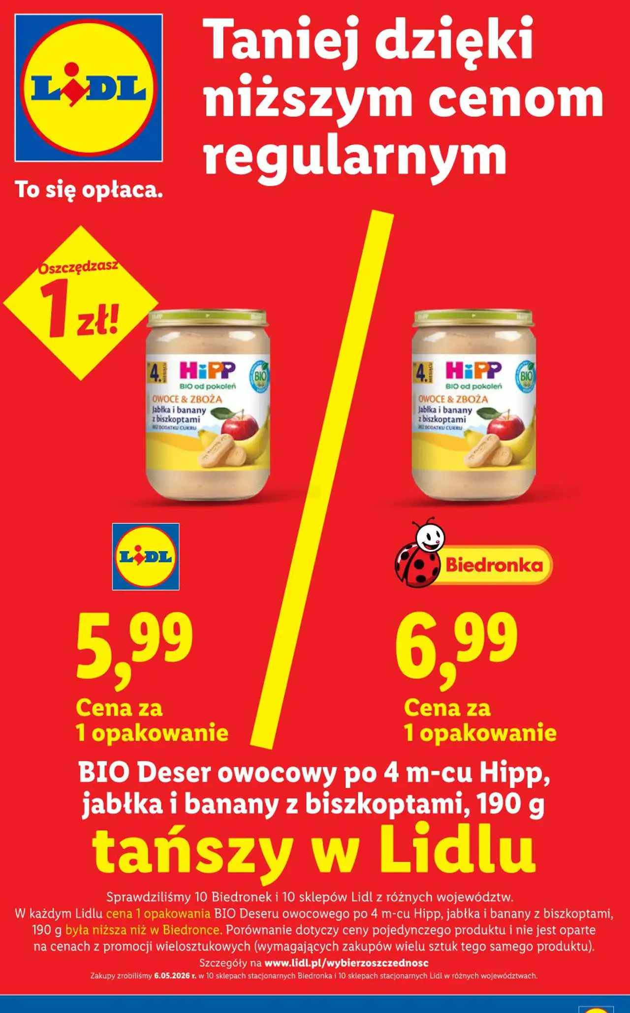 BIO Deser owocowy po 4 m-cu Hipp, jabłka i banany z biszkoptami, 190 g