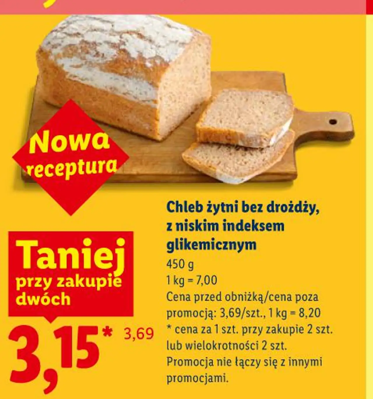 Chleb żytni bez drożdży, z niskim indeksem glikemicznym