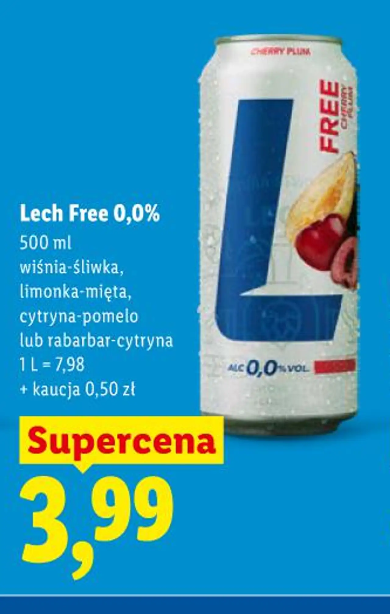 Lech Free 0,0% wiśnia-śliwka, limonka-mięta, cytryna-pomelo lub rabarbar-cytryna