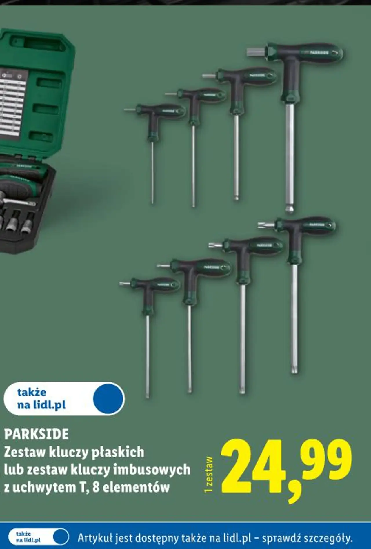 PARKSIDE Zestaw kluczy płaskich lub zestaw kluczy imbusowych z uchwytem T, 8 elementów