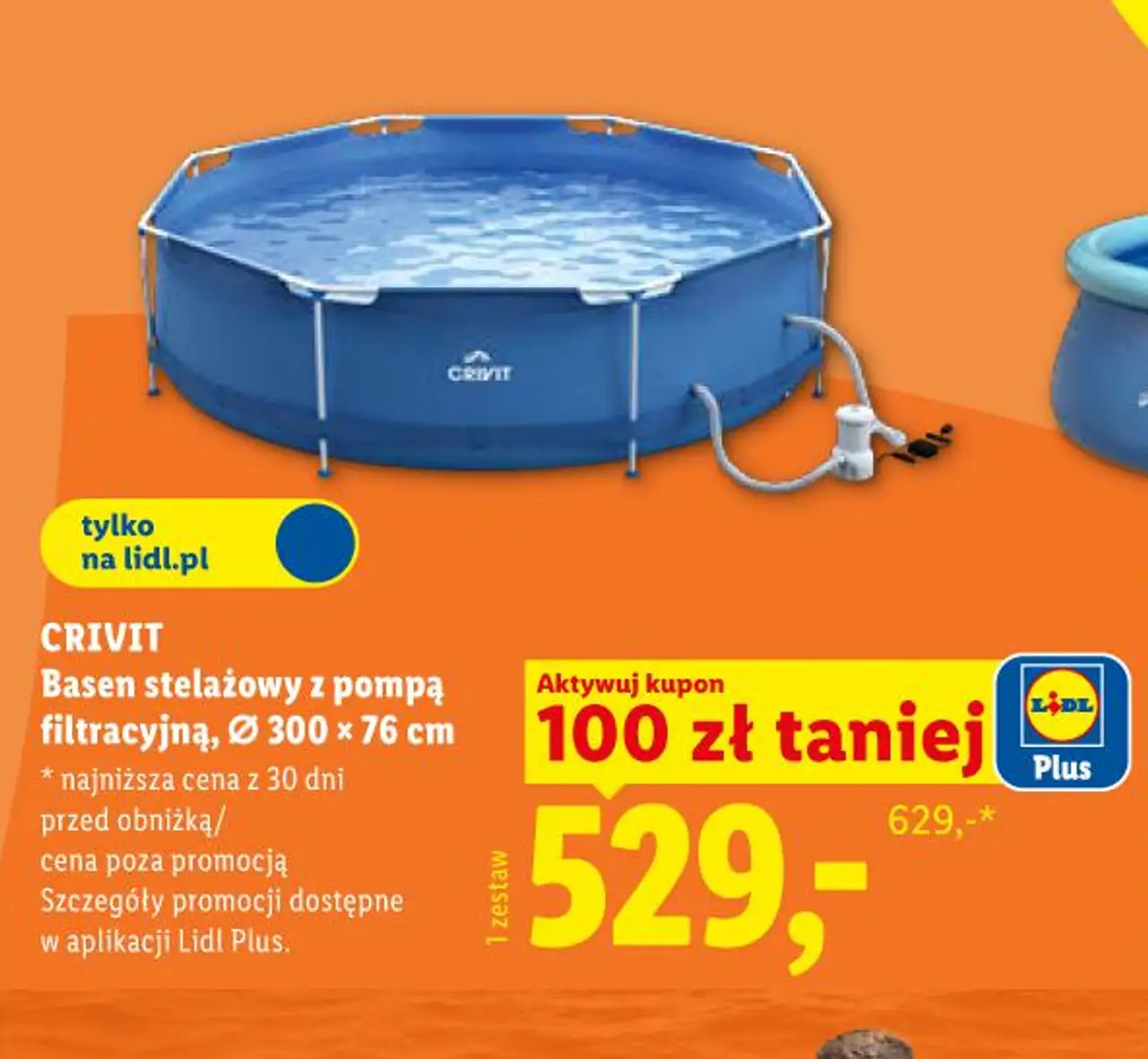 CRIVIT Basen stelażowy z pompą filtrującą, Ø 300 × 76 cm