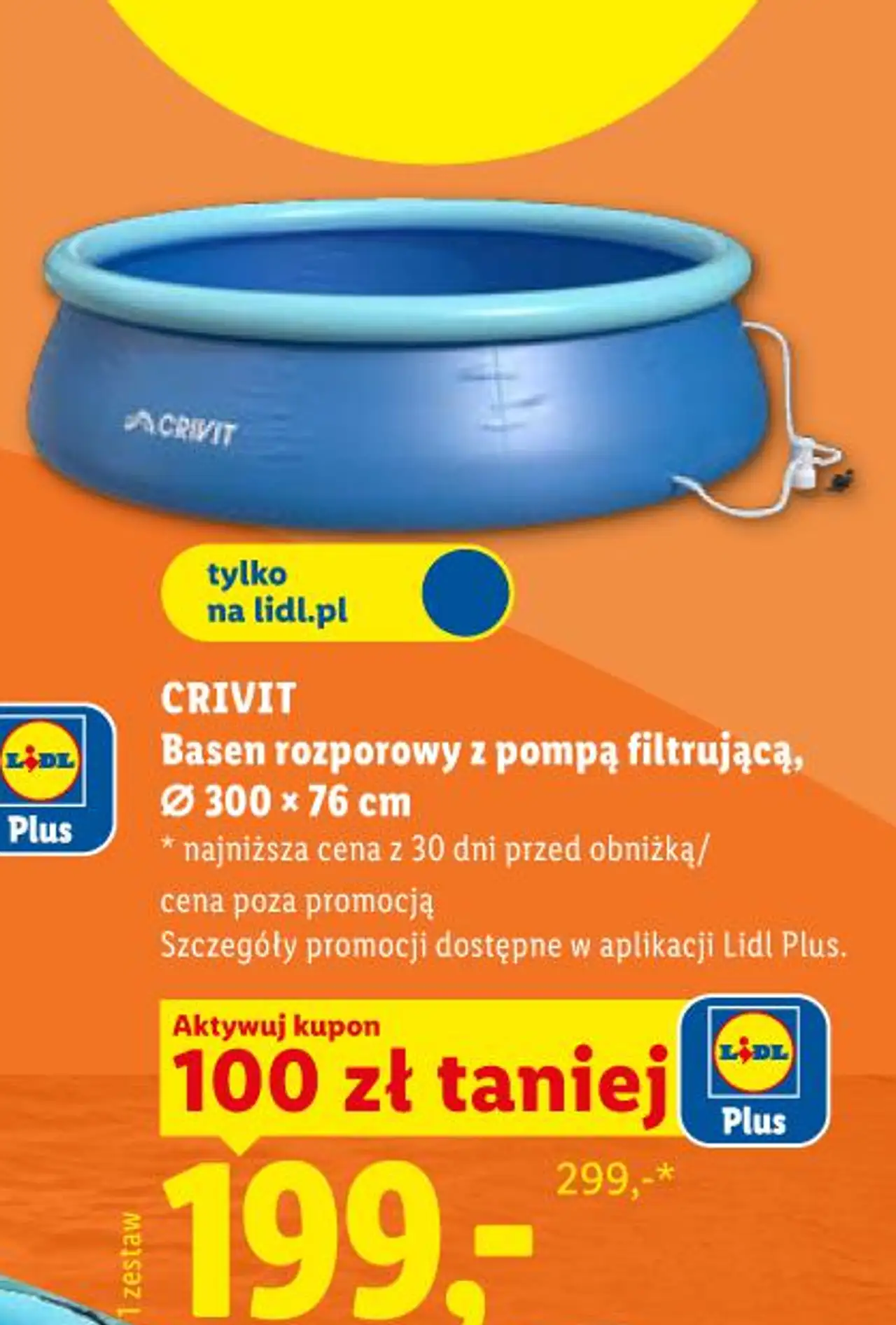 CRIVIT Basen rozporowy z pompą filtrującą, Ø 300 × 76 cm