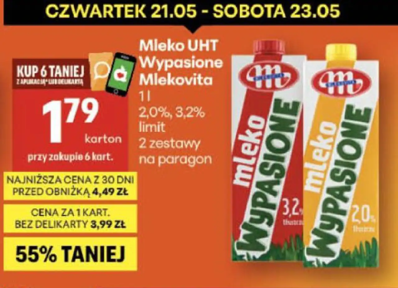 Mleko UHT Wypasione Mlekovita 2,0%, 3,2%