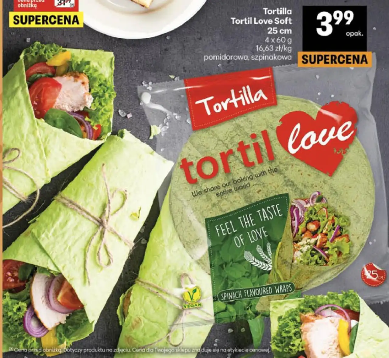 Tortilla Tortil Love Soft pomidorowa, szpinakowa
