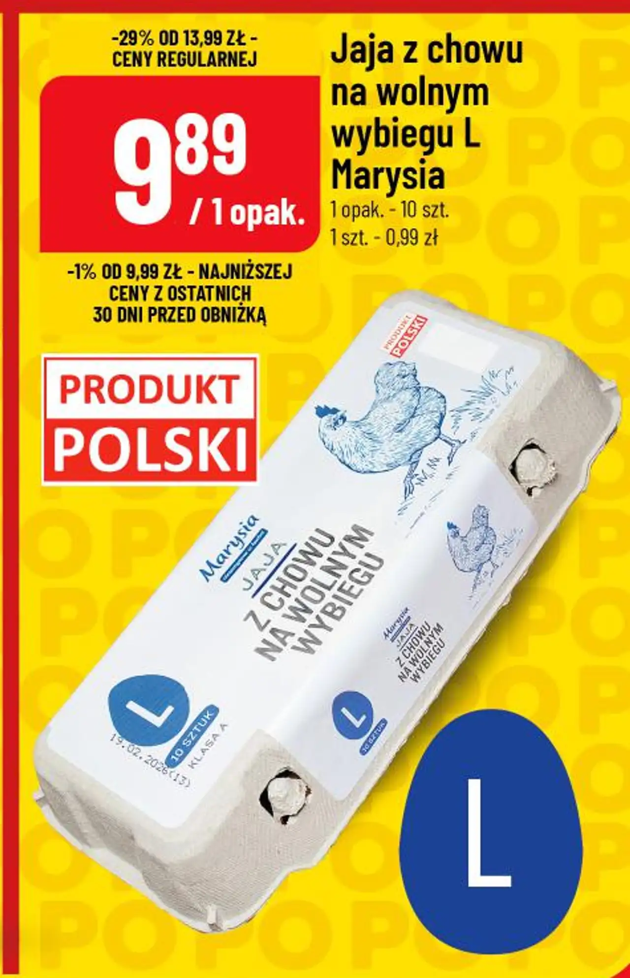 Jaja z chowu na wolnym wybiegu L Marysia 1 opak. - 10 szt.