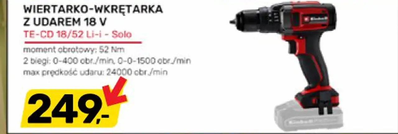 WIERTARKO-WKRĘTARKA Z UDAREM 18 V TE-CD 18/52 Li-i - Solo