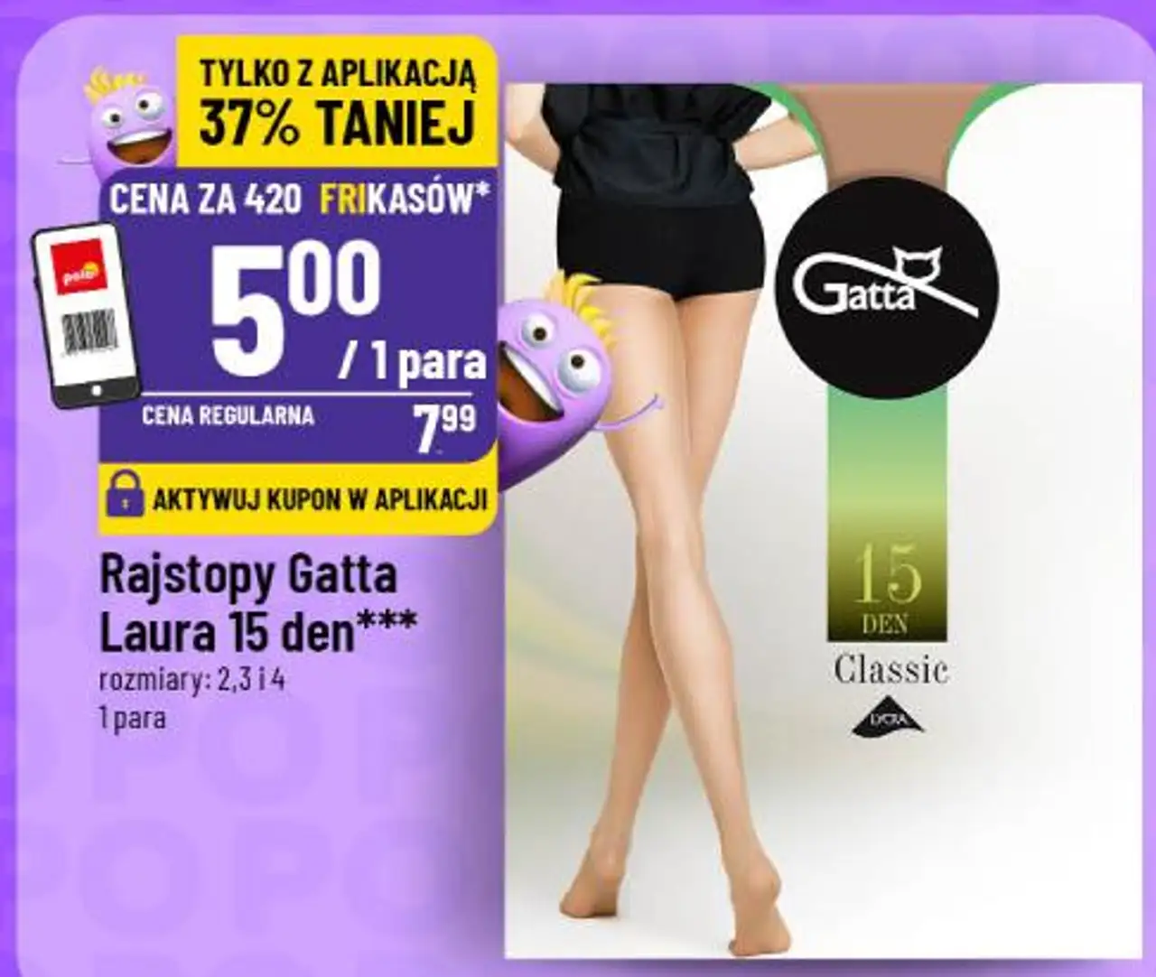 Rajstopy Gatta Laura 15 den*** rozmiary: 2,3 i 4
