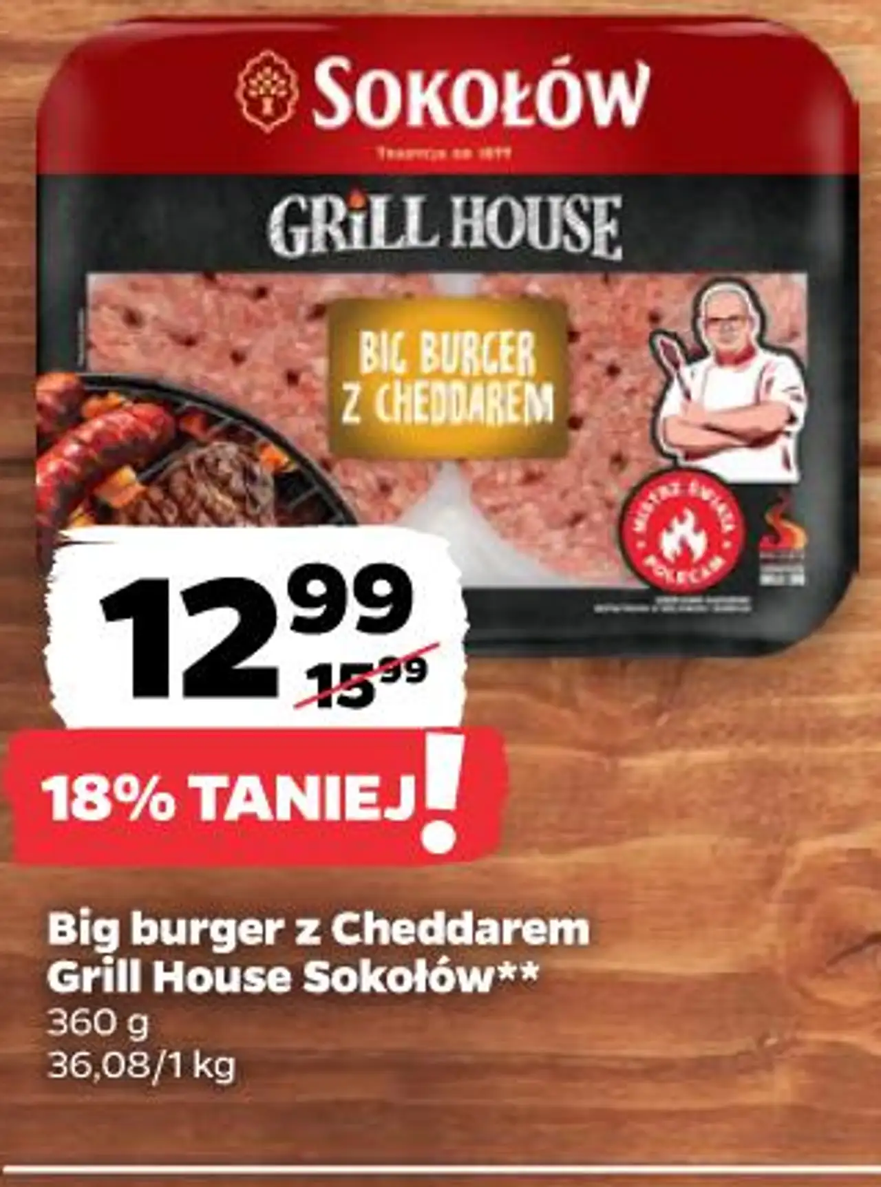 Big burger z Cheddarem Grill House Sokołów**