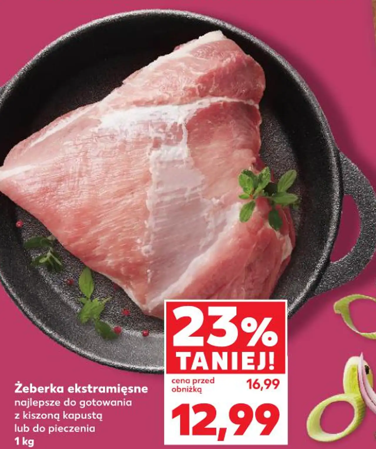 Żeberka ekstramięsne najlepsze do gotowania z kiszoną kapustą lub do pieczenia 1 kg