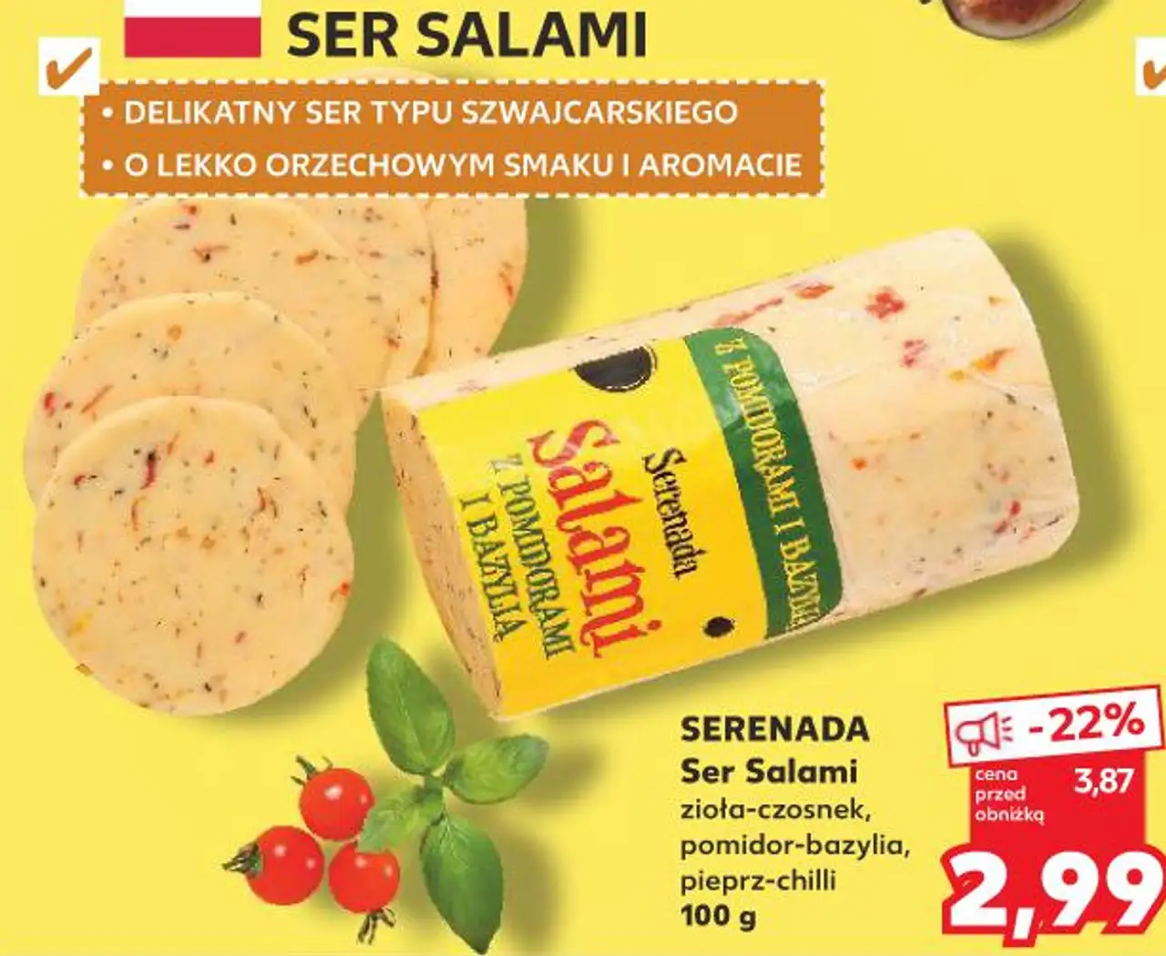 SERENADA Ser Salami zioła-czosnek, pomidor-bazylia, pieprz-chilli 100 g