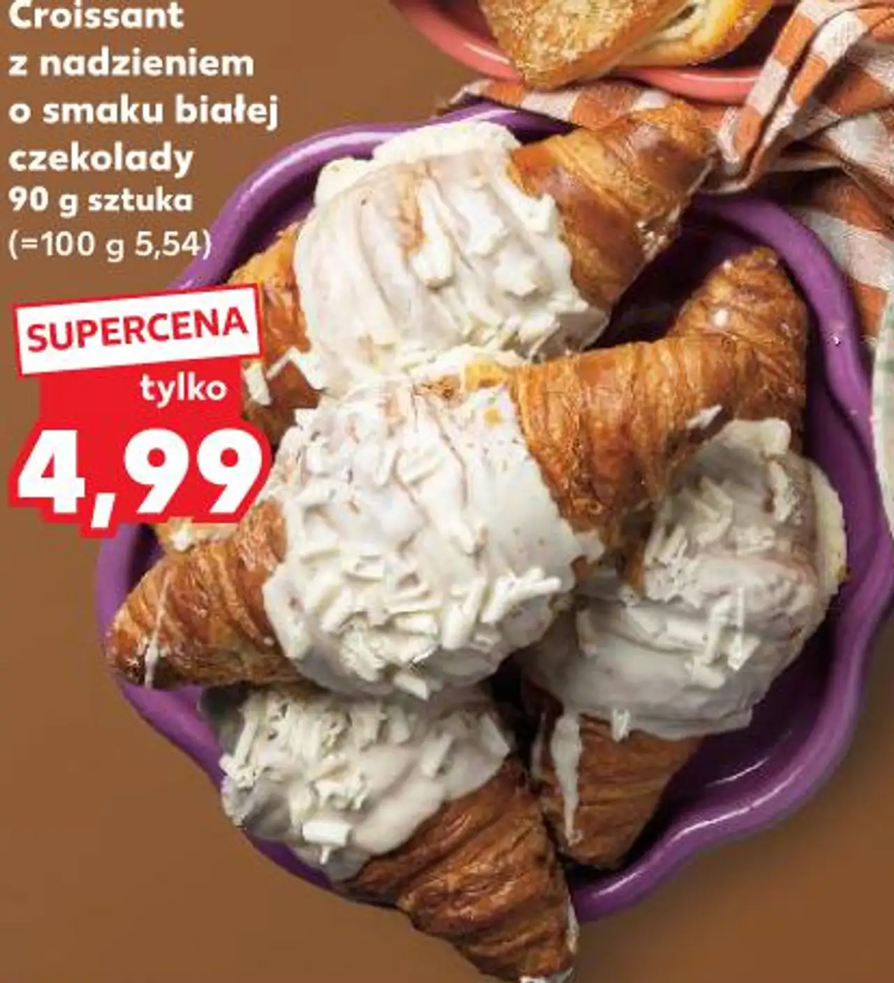Croissant z nadzieniem o smaku białej czekolady