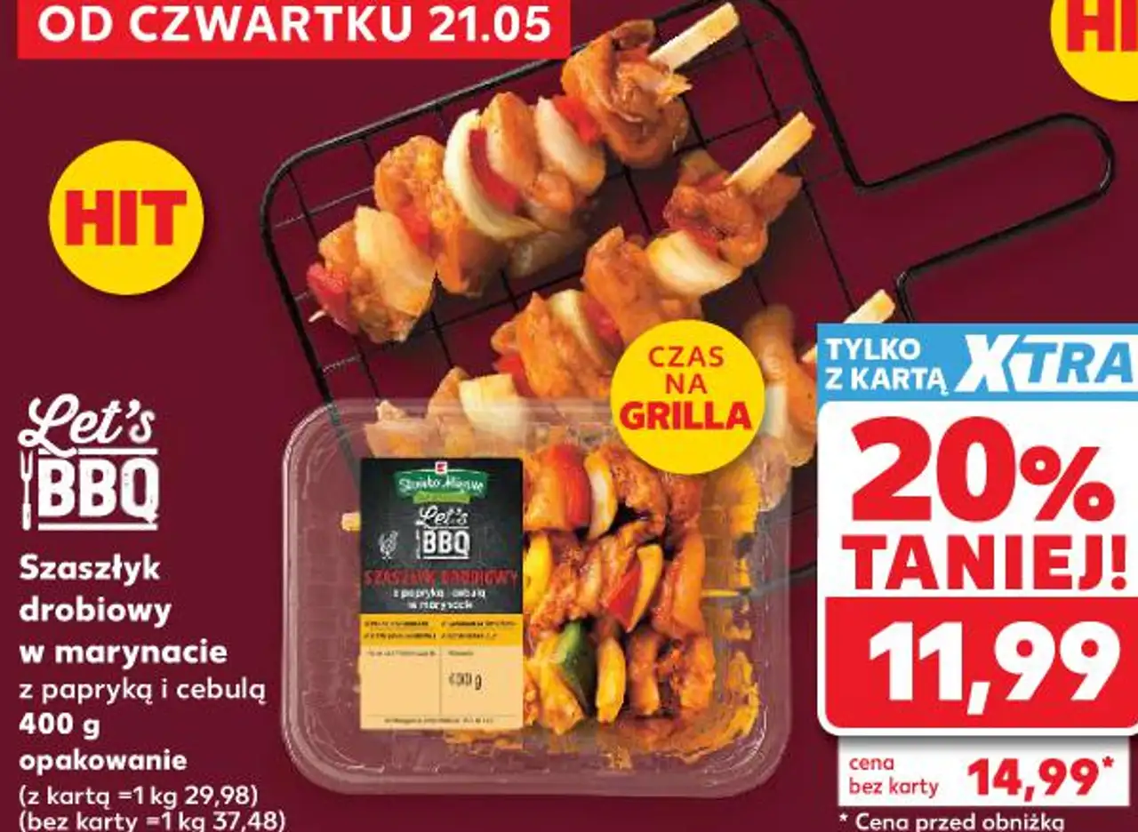 Szaszłyk drobiowy w marynacie z papryką i cebulą 400 g opakowanie