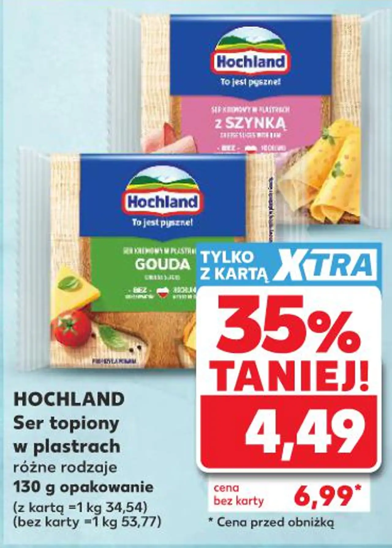 HOCHLAND Ser topiony w plastrach różne rodzaje 130 g opakowanie