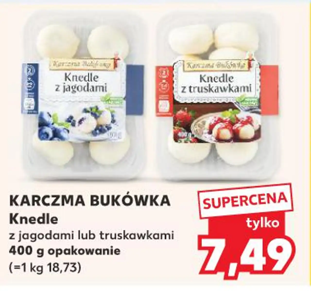 Knedle z jagodami lub truskawkami 400 g opakowanie