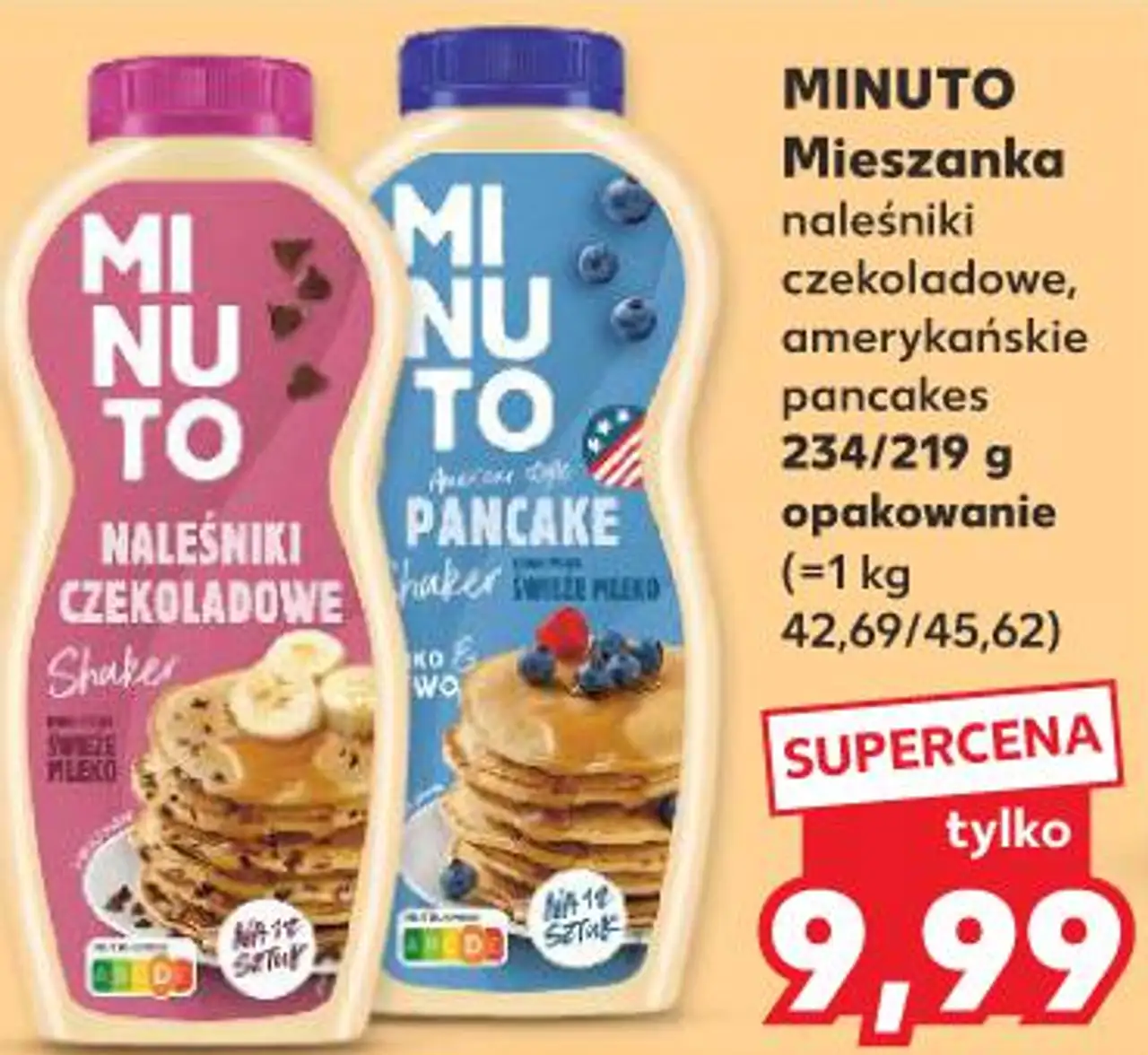 MINUTO Mieszanka naleśniki czekoladowe, amerykańskie pancakes 234/219 g opakowanie