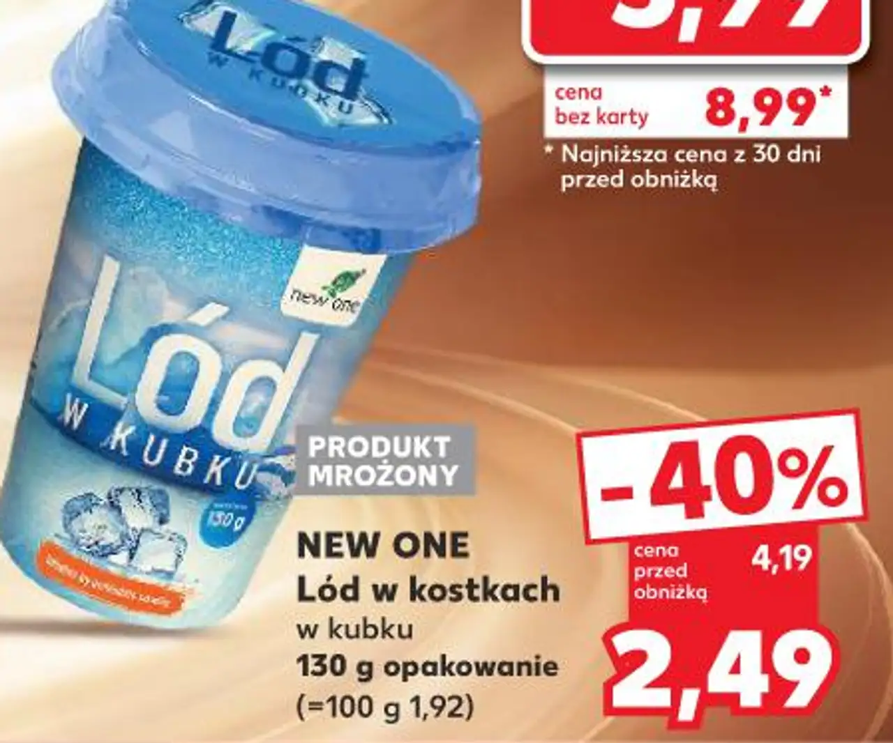 NEW ONE Lód w kostkach w kubku