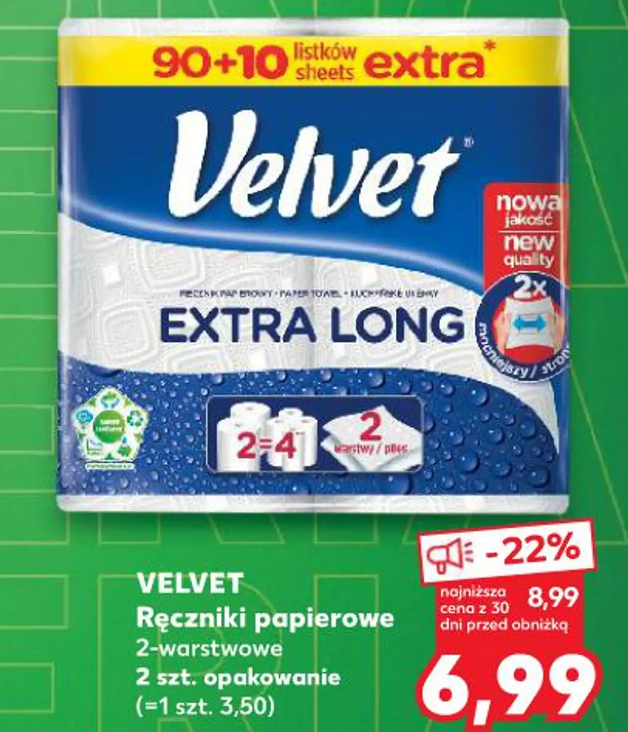 VELVET Ręczniki papierowe 2-warstwowe 2 szt. opakowanie