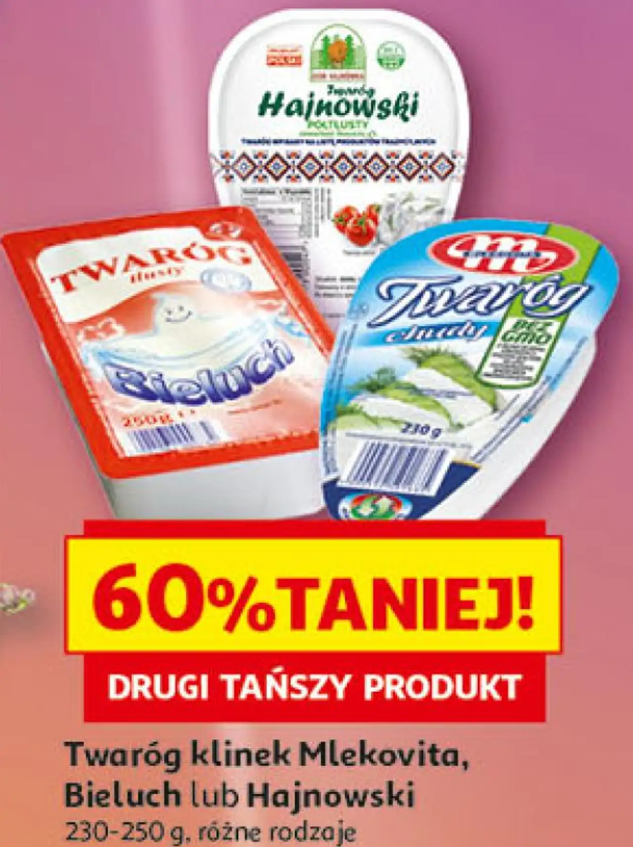 Twaróg klinek Mlekovita, Bieluch lub Hajnowski 230-250 g , różne rodzaje