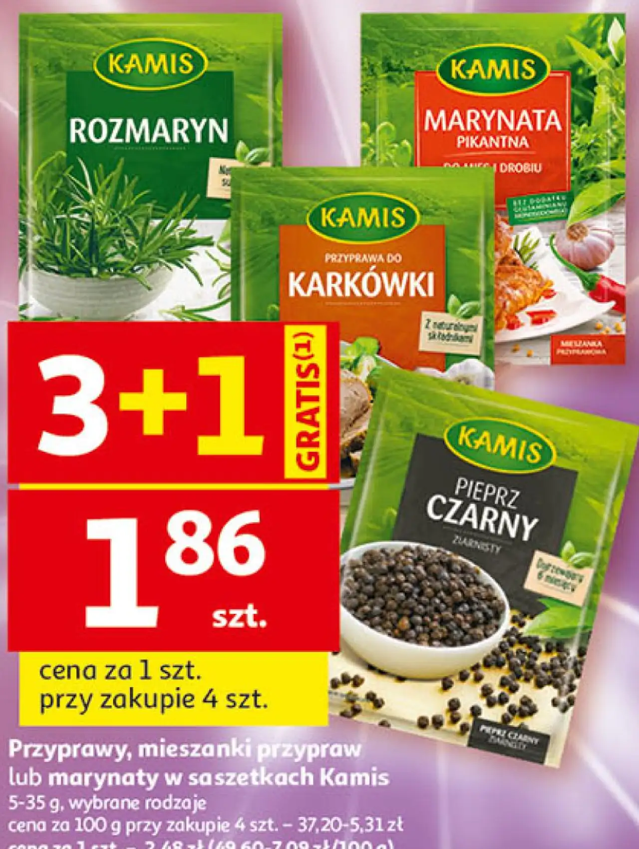 Przyprawy, mieszanki przypraw lub marynaty w saszetkach Kamis
