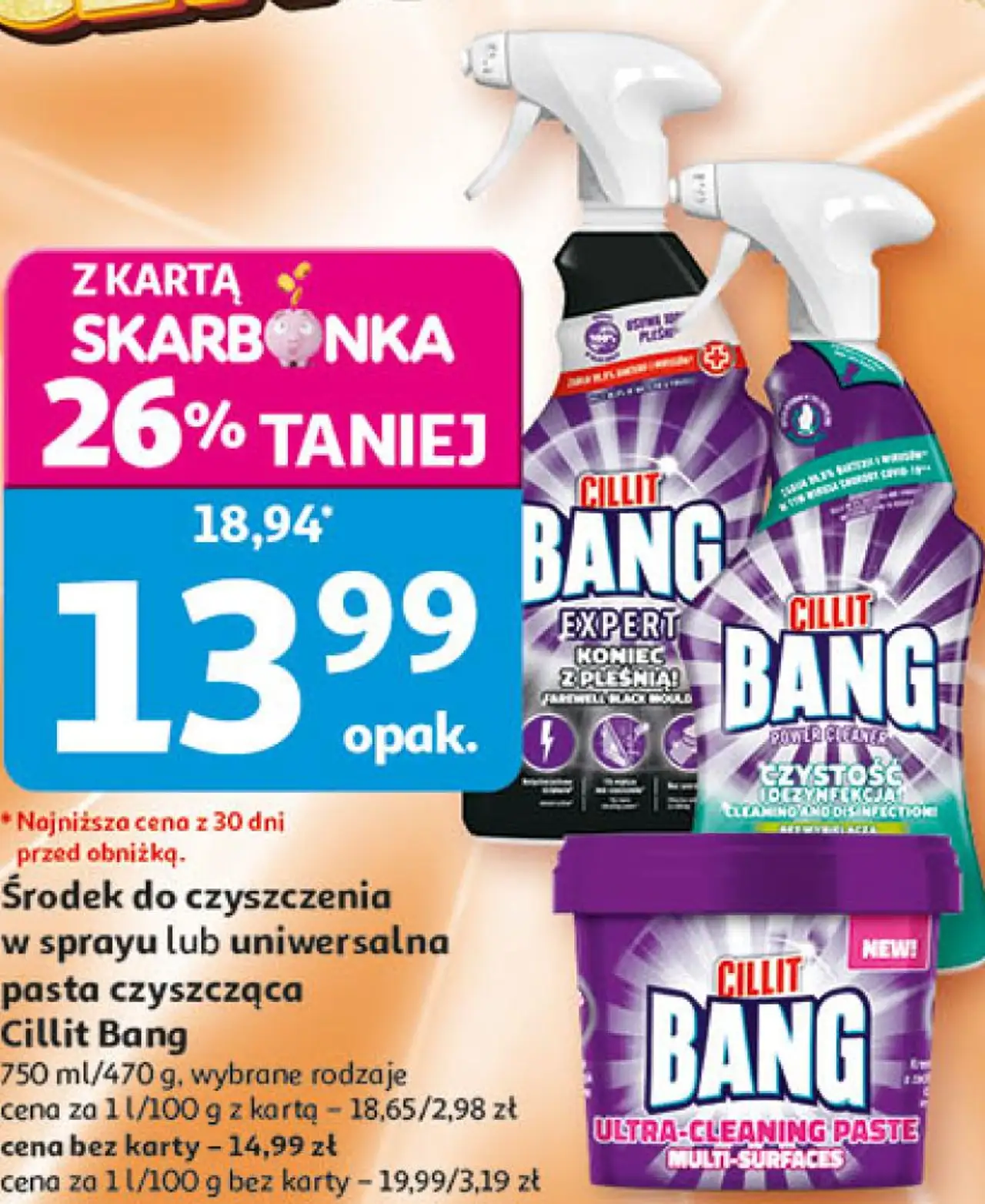Środek do czyszczenia w sprayu lub uniwersalna pasta czyszcząca Cillit Bang
