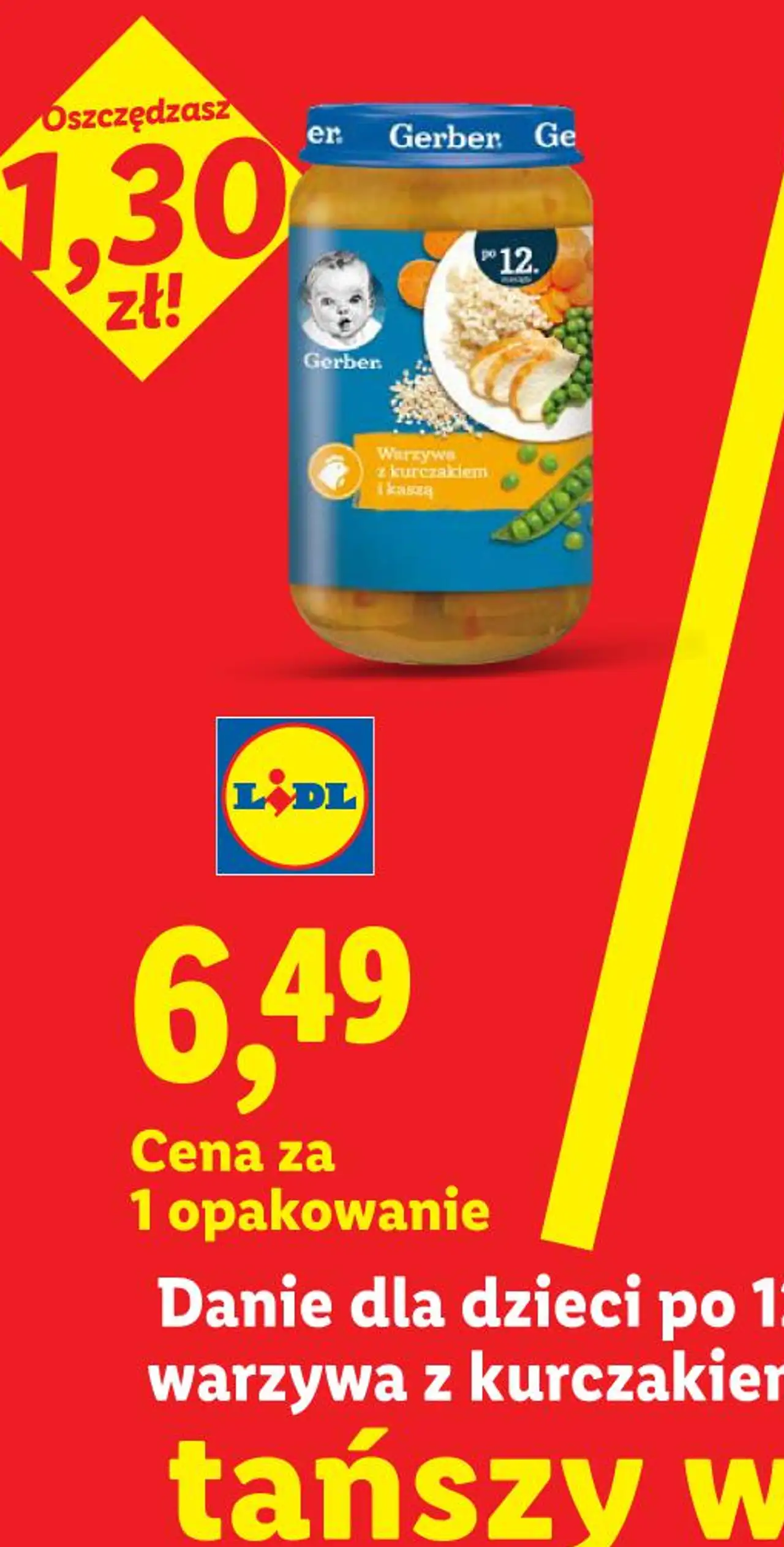 Danie dla dzieci po 12 m-cu Gerber, warzywa z kurczakiem i kaszą, 250 g