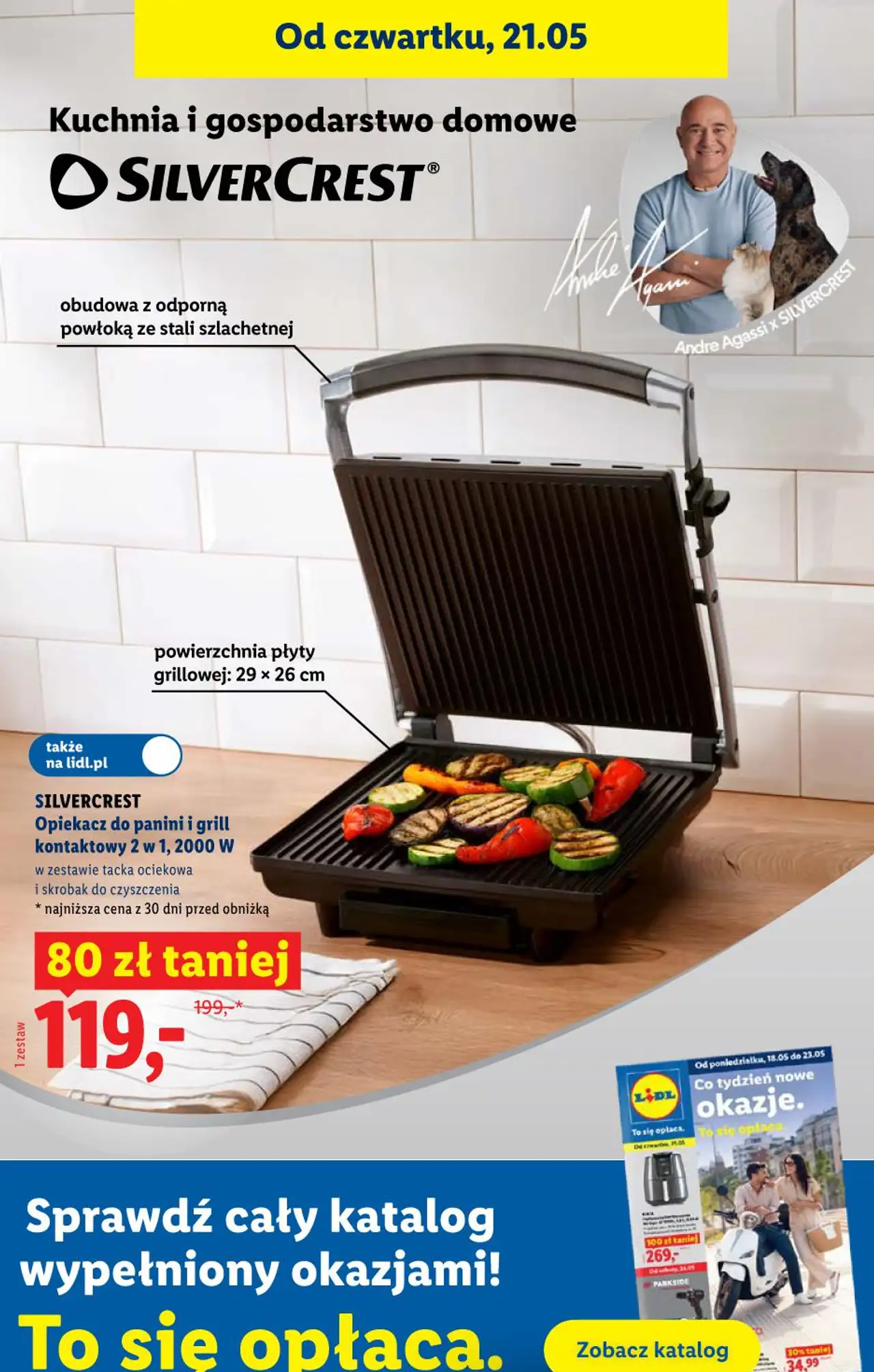 SILVERCREST Opiekacz do panini i grill kontaktowy 2 w 1, 2000 W