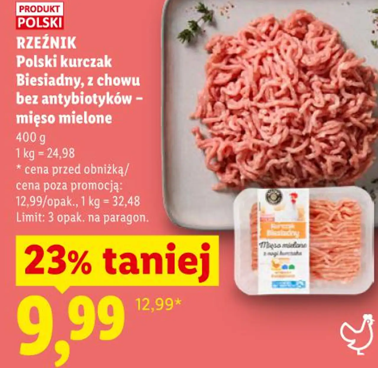 Polski kurczak Biesiadny, z chowu bez antybiotyków - mięso mielone