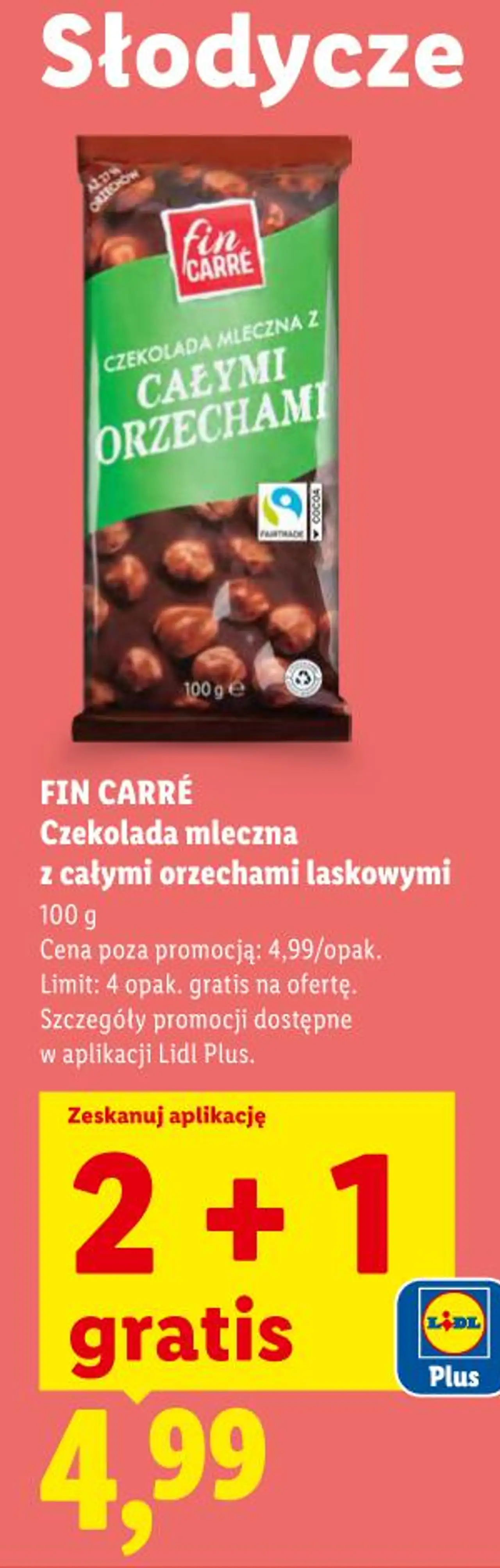 Czekolada mleczna z całymi orzechami laskowymi FIN CARRÉ