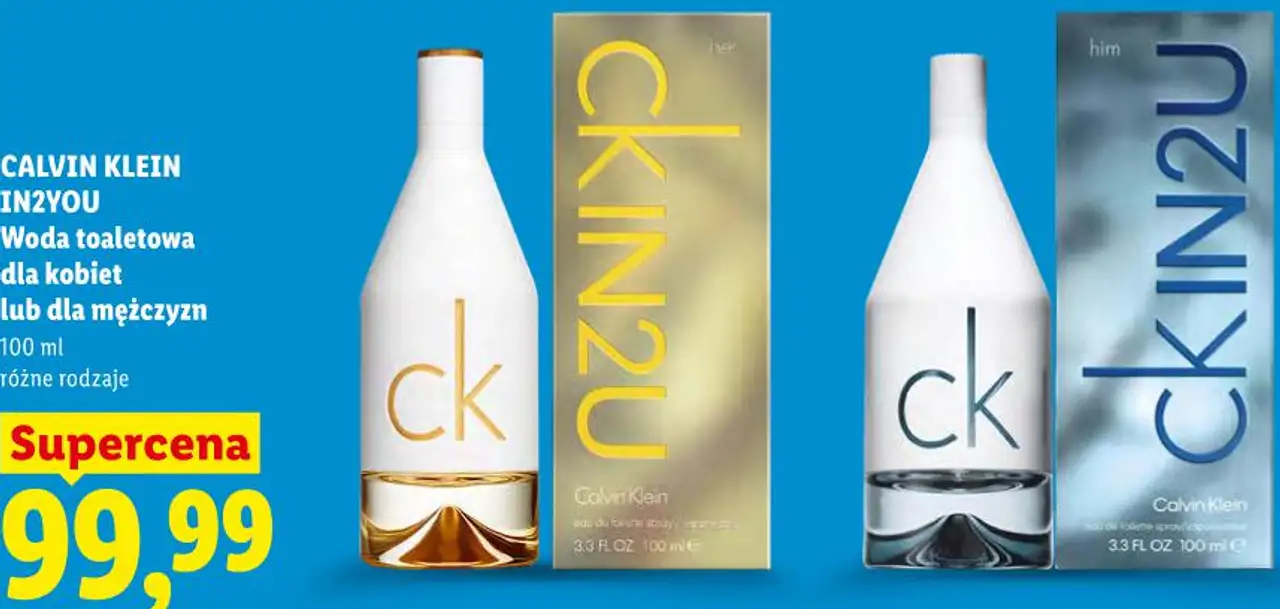 CALVIN KLEIN IN2YOU Woda toaletowa dla kobiet lub dla mężczyzn