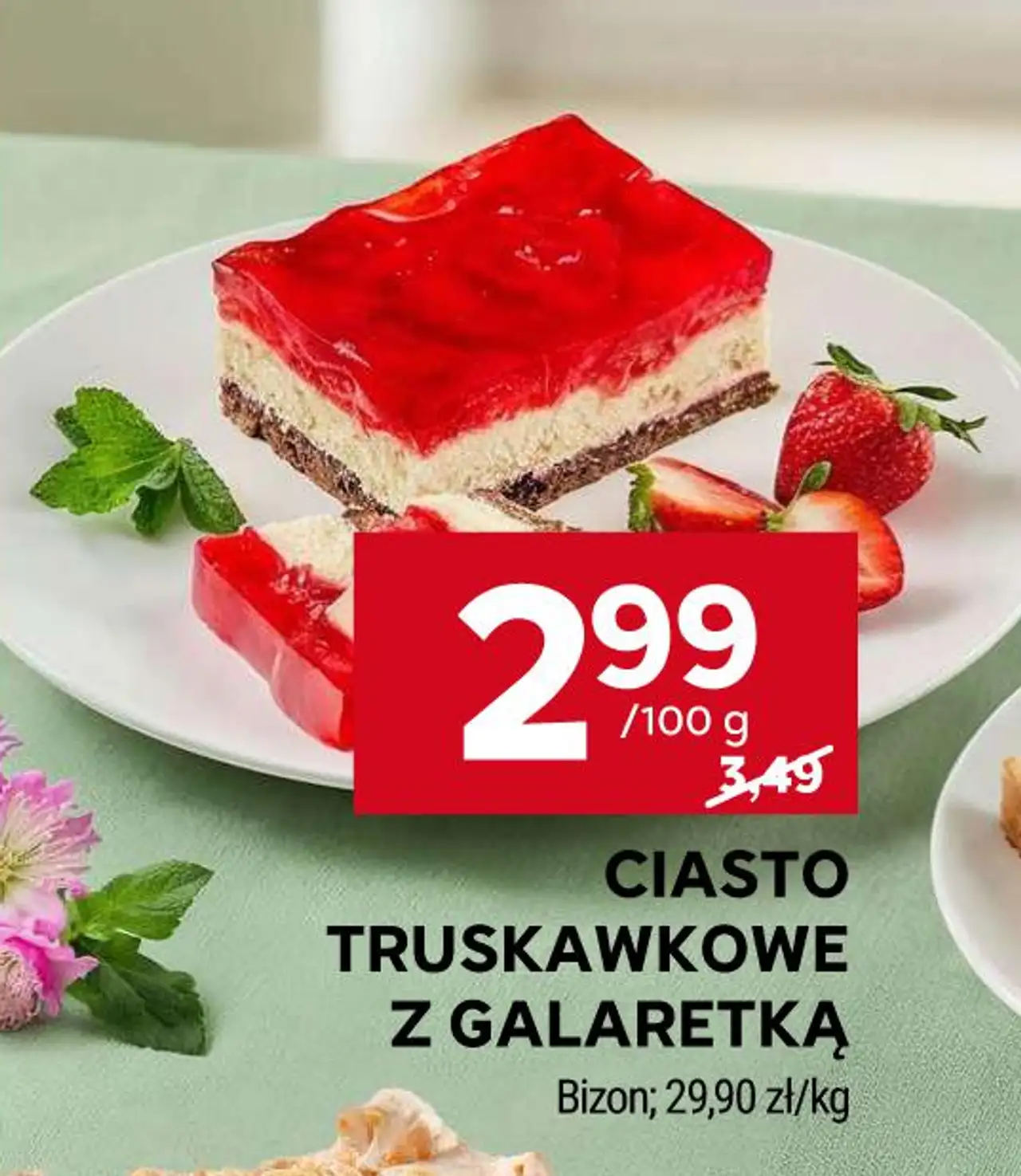 CIASTO TRUSKAWKOWE Z GALARETKĄ Bizon