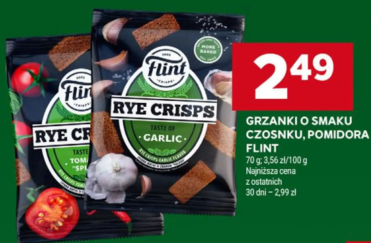 GRZANKI O SMAKU CZOSNKU, POMIDORA FLINT