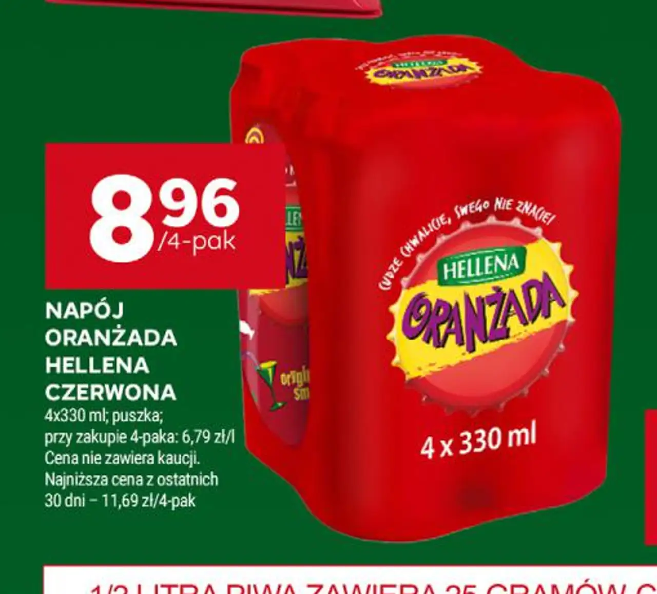 Napój Oranżada Hellena czerwona 4x330 ml