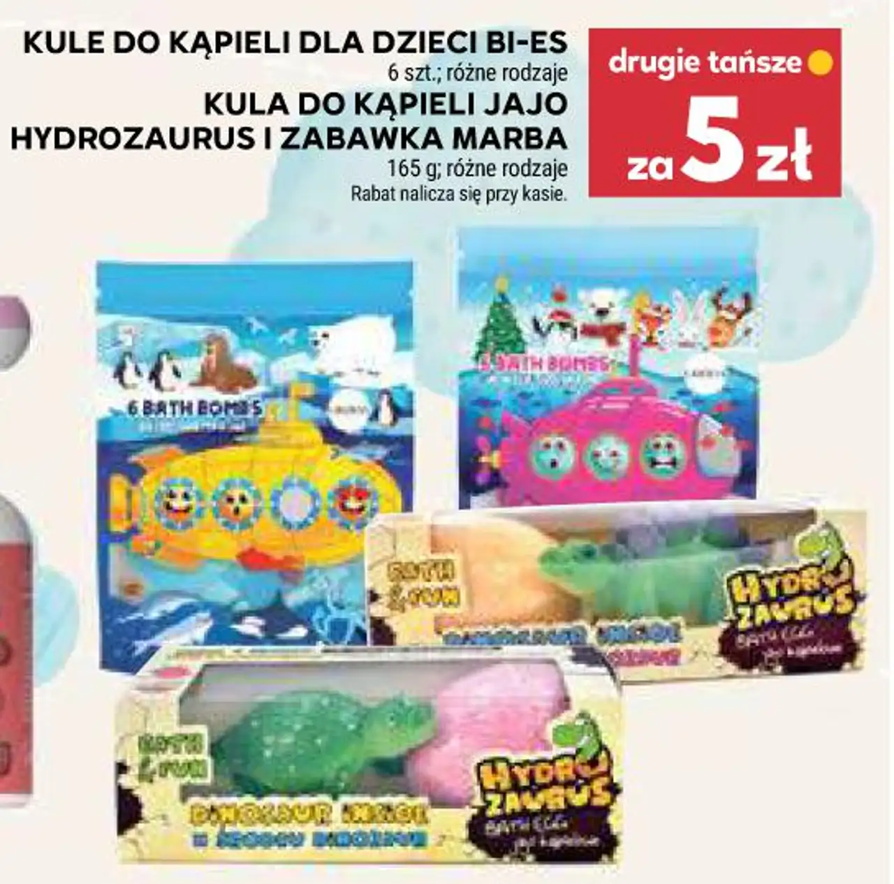 Kule do kąpieli dla dzieci BI-ES / Kula do kąpieli jajo HYDROZAURUS i zabawka MARBA