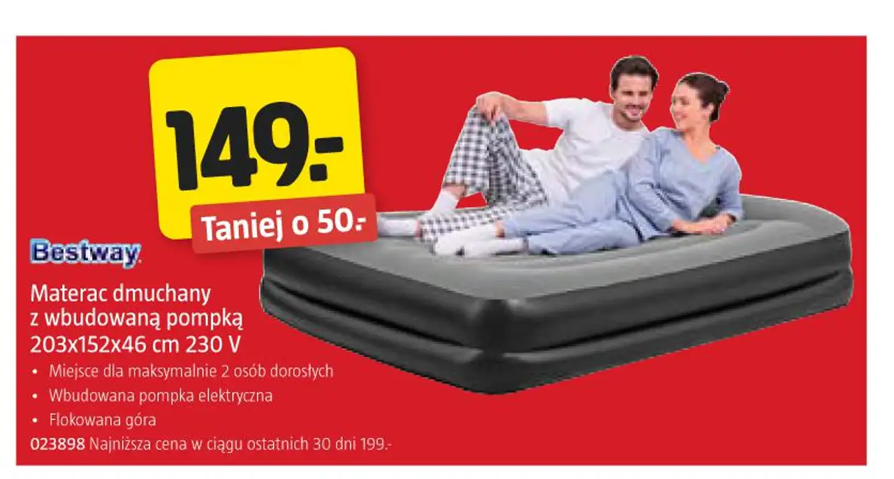 Materac dmuchany z wbudowaną pompką 203x152x46 cm 230 V Bestway