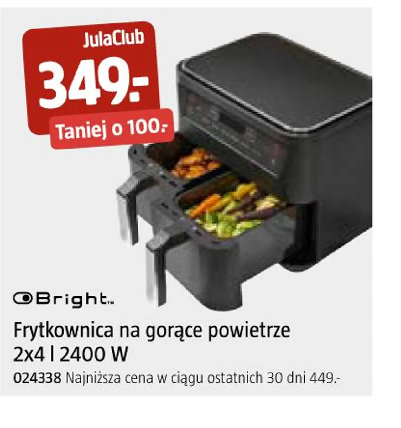 Bright Frytkownica na gorące powietrze 2x4 l 2400 W