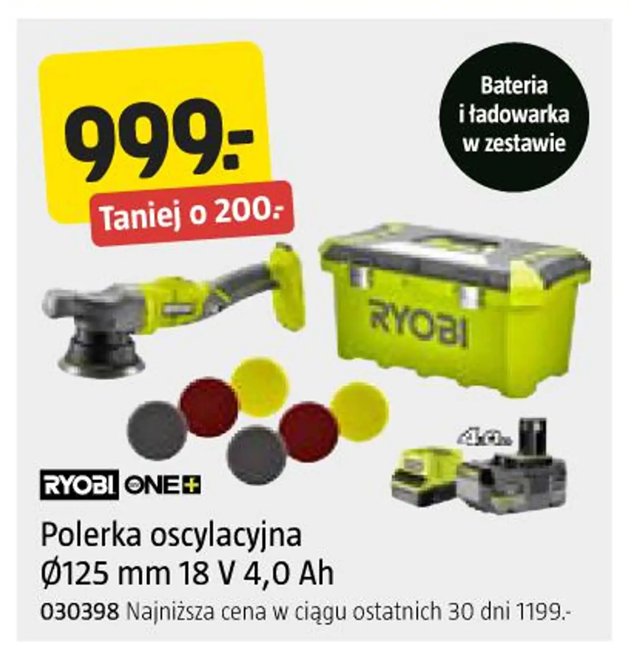 RYOBI ONE+ Polerka oscylacyjna ø125 mm 18 V 4,0 Ah