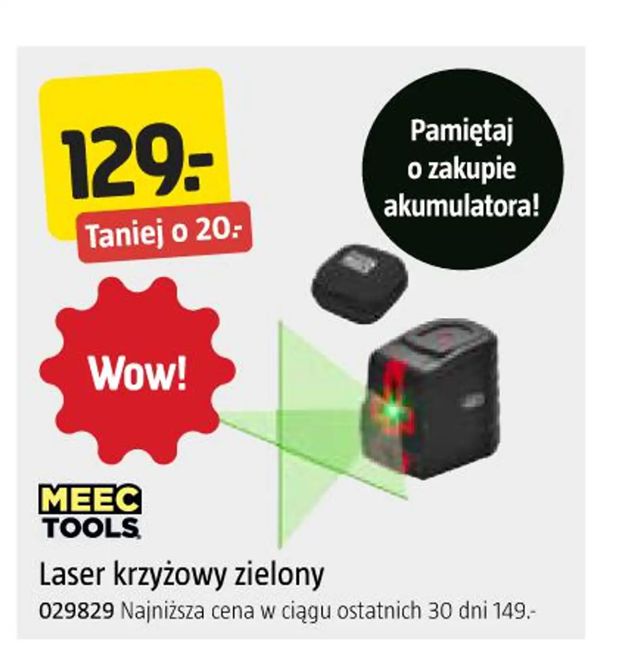 Laser krzyżowy zielony MEEC TOOLS