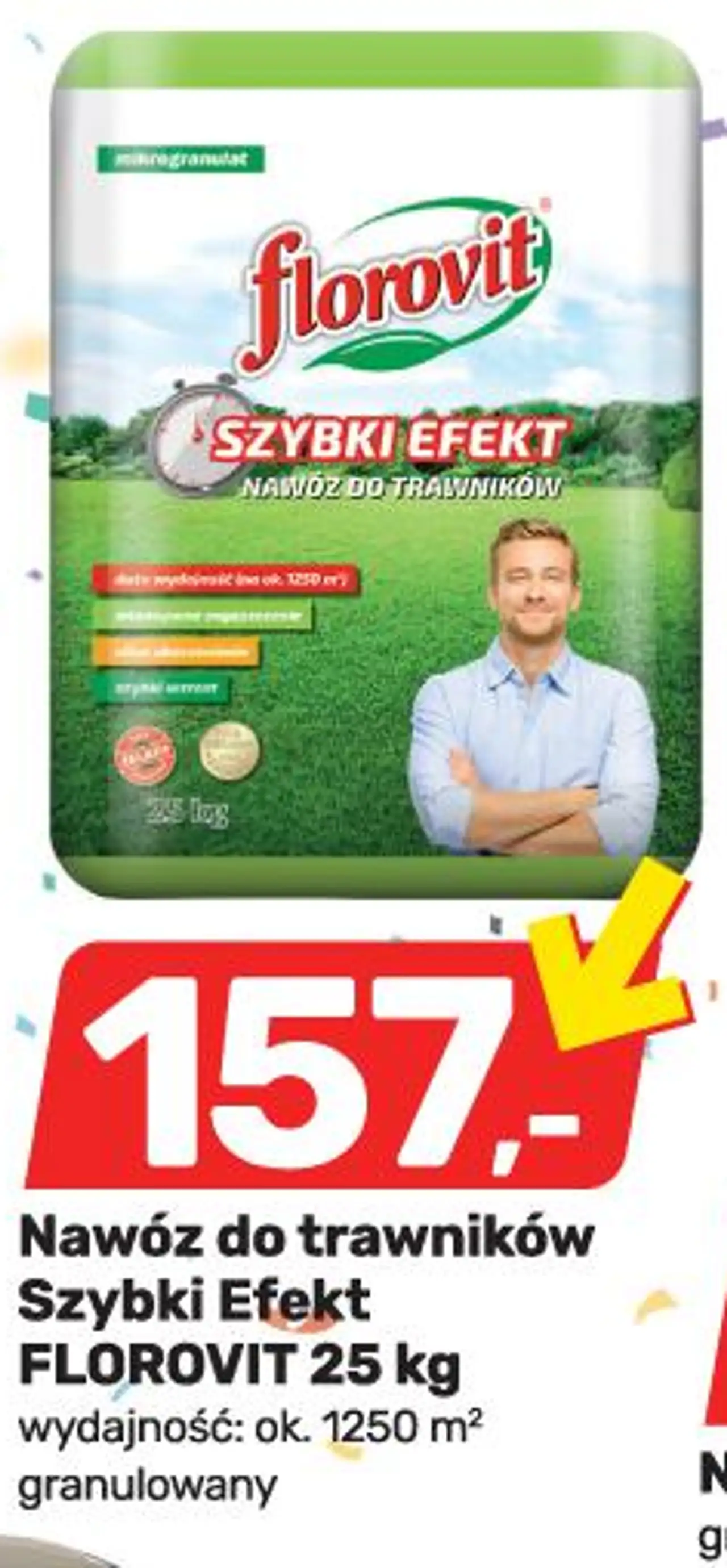 Nawóz do trawników Szybki Efekt FLOROVIT 25 kg wydajność: ok. 1250 m² granulowany