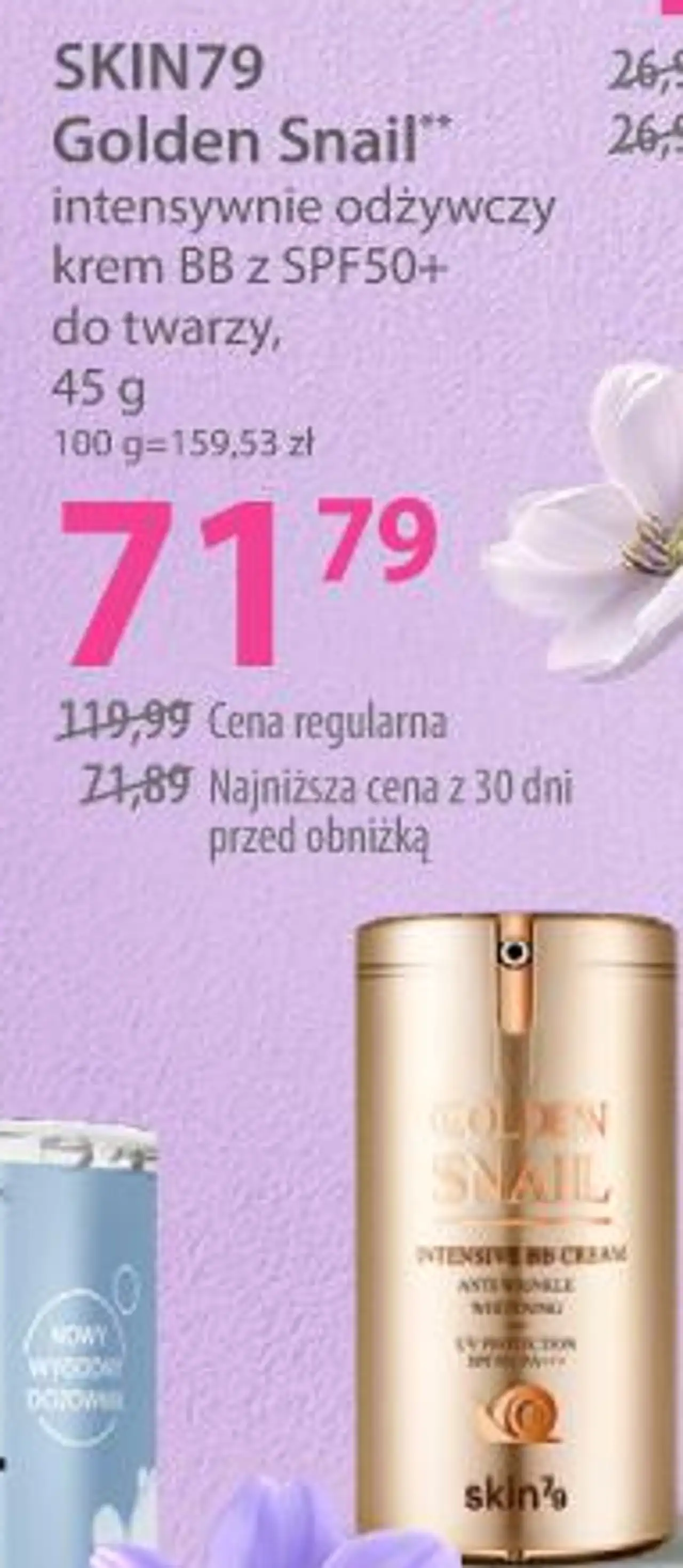 SKIN79 Golden Snail intensywnie odżywczy krem BB z SPF50+ do twarzy, 45 g