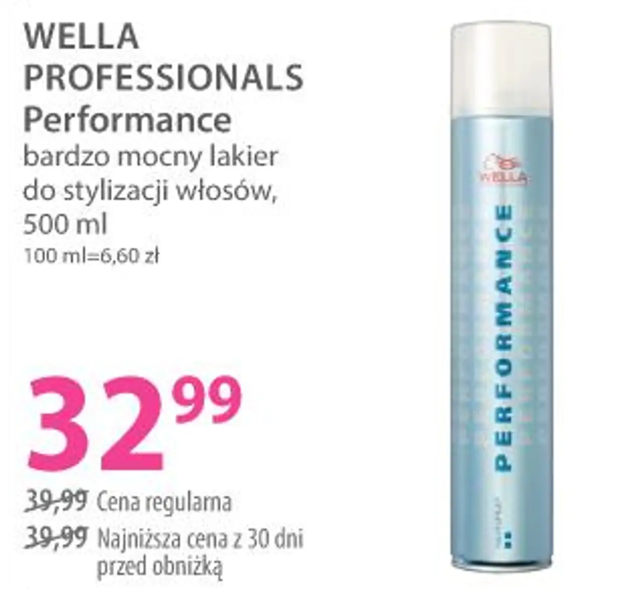 WELLA PROFESSIONALS Performance bardzo mocny lakier do stylizacji włosów, 500 ml
