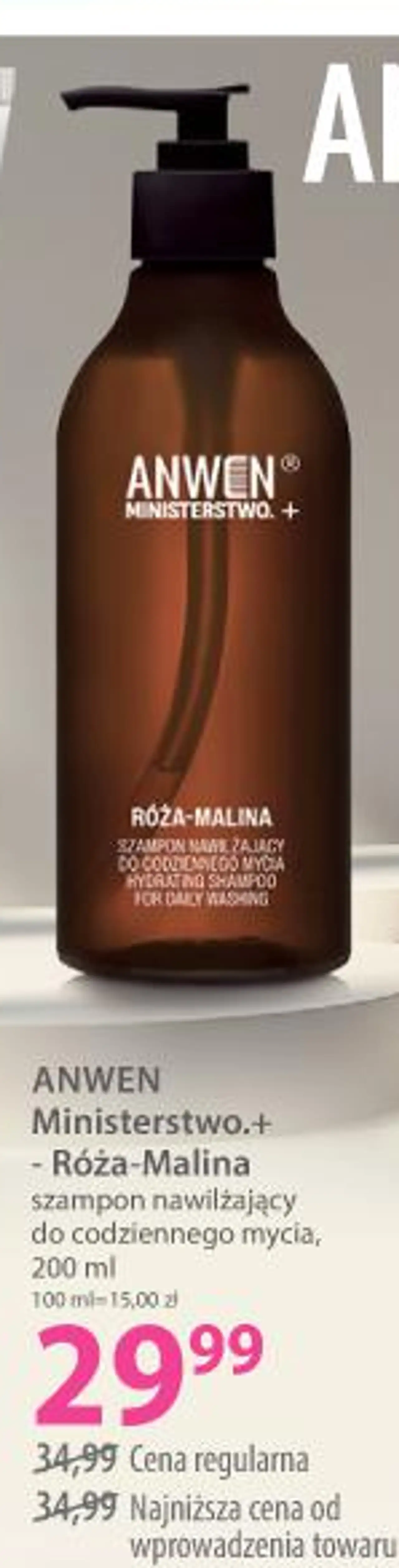 ANWEN Ministerstwo.+ - Róża-Malina szampon nawilżający do codziennego mycia, 200 ml