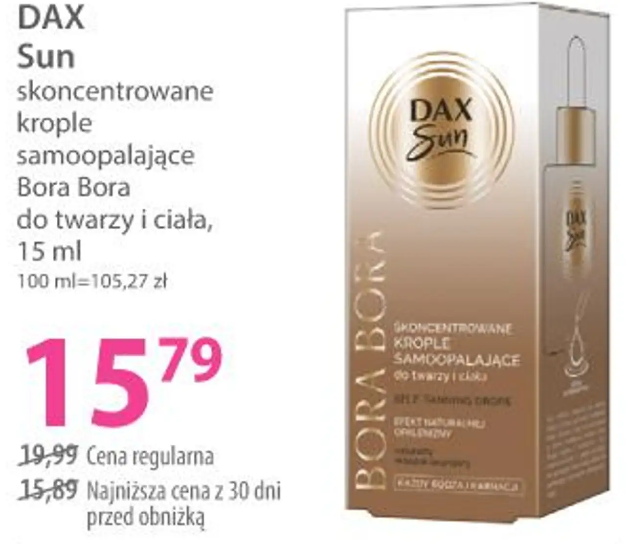 DAX Sun skoncentrowane krople samoopalające Bora Bora do twarzy i ciała, 15 ml