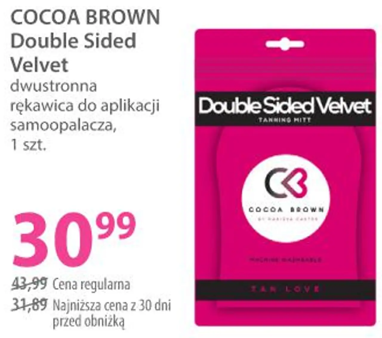 COCOA BROWN Double Sided Velvet dwustronna rękawica do aplikacji samoopalacza, 1 szt.