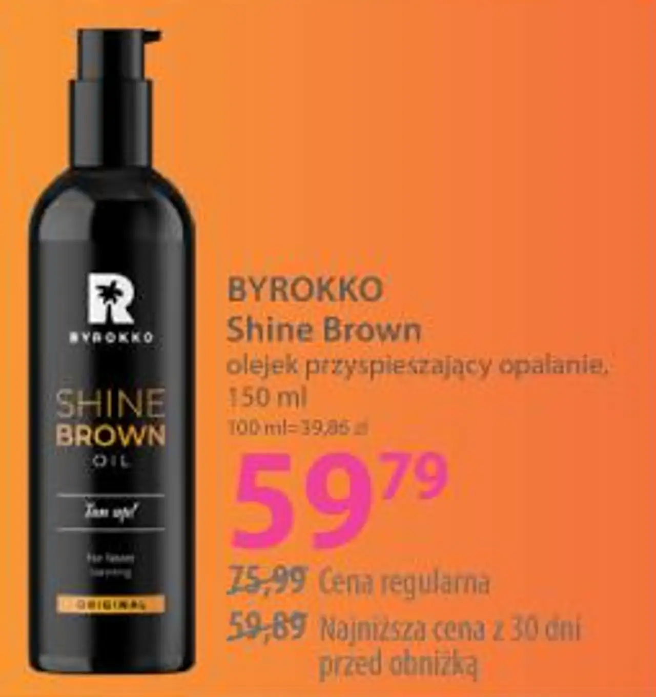 BYROKKO Shine Brown olejek przyspieszający opalanie, 150 ml