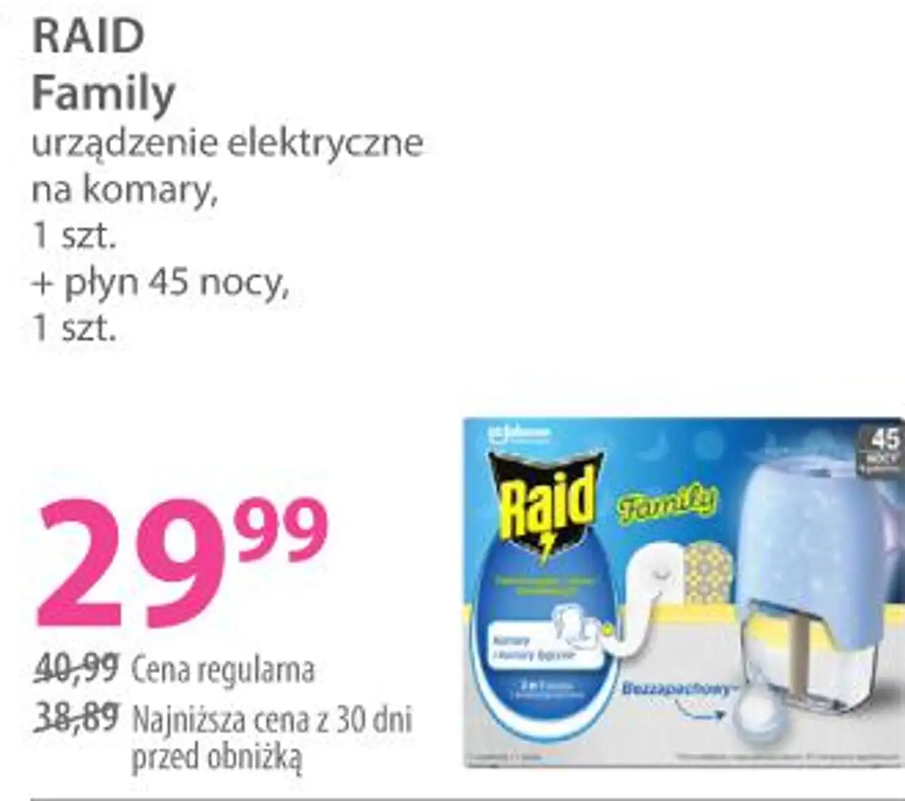 RAID Family urządzenie elektryczne na komary, 1 szt. + płyn 45 nocy, 1 szt.