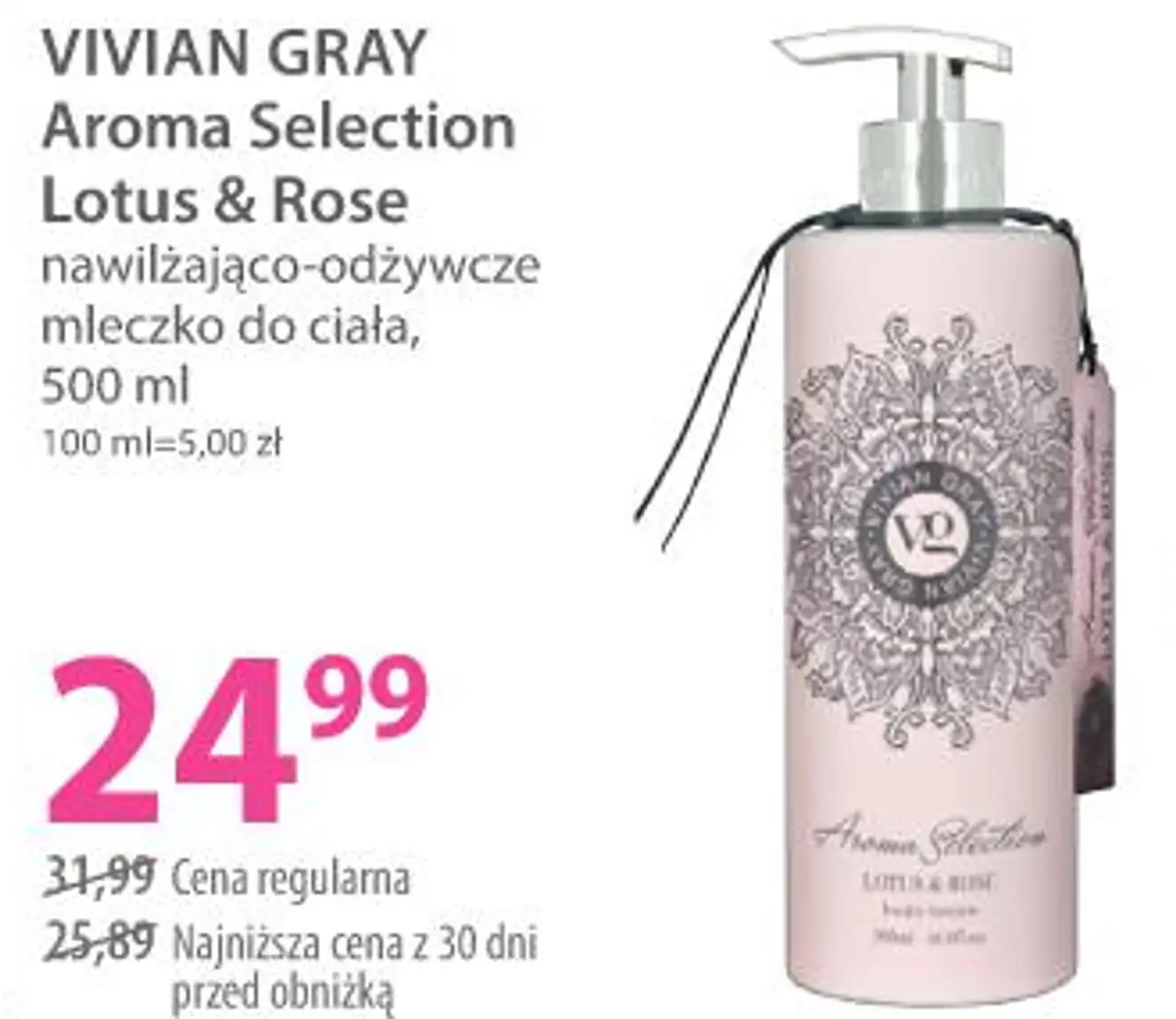 Aroma Selection Lotus & Rose nawilżająco-odżywcze mleczko do ciała, 500 ml