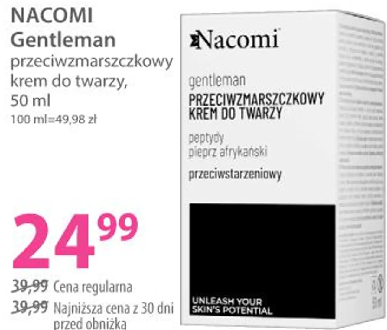 Nacomi Gentleman przeciwzmarszczkowy krem do twarzy, 50 ml
