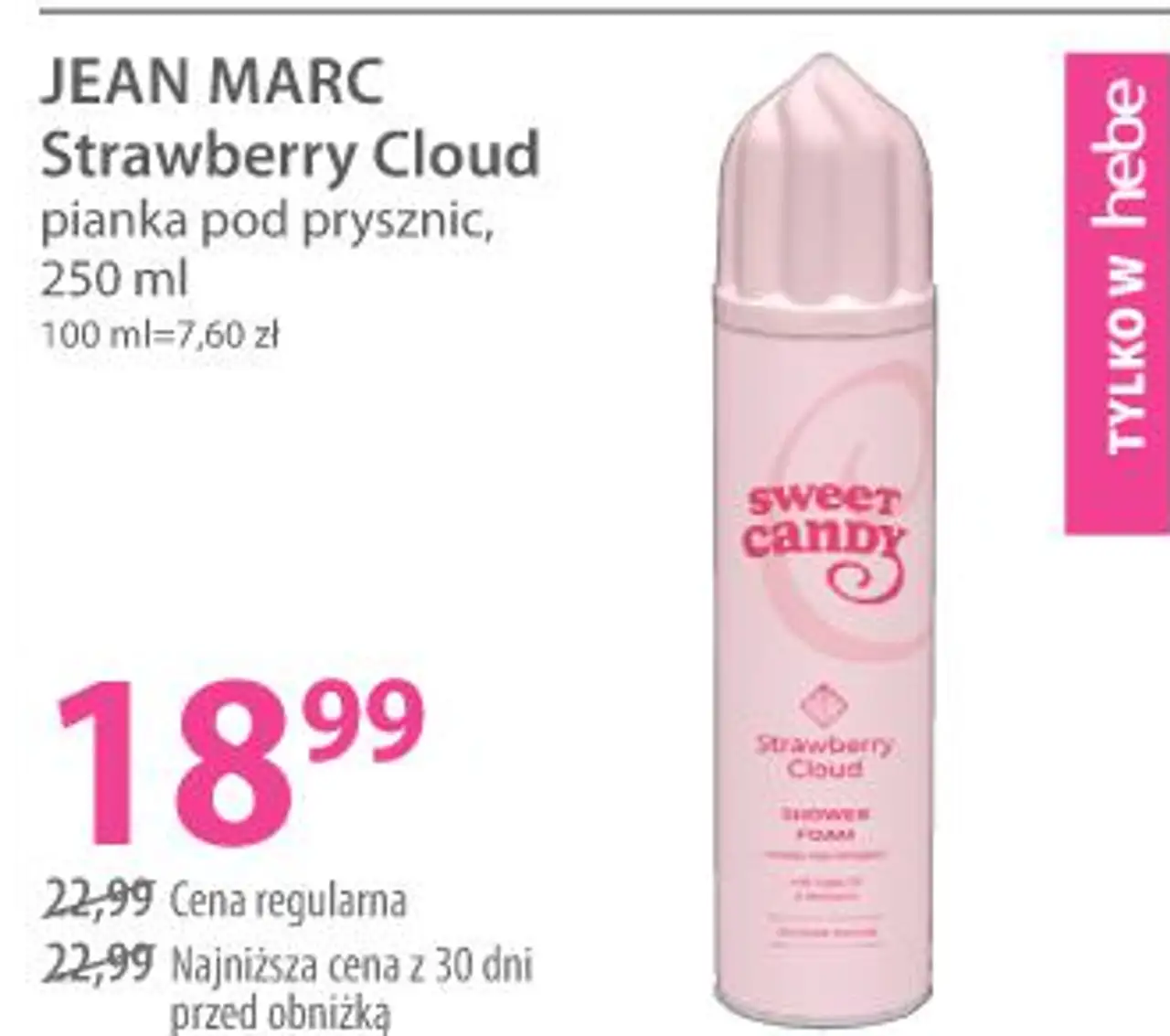 JEAN MARC Strawberry Cloud pianka pod prysznic, 250 ml