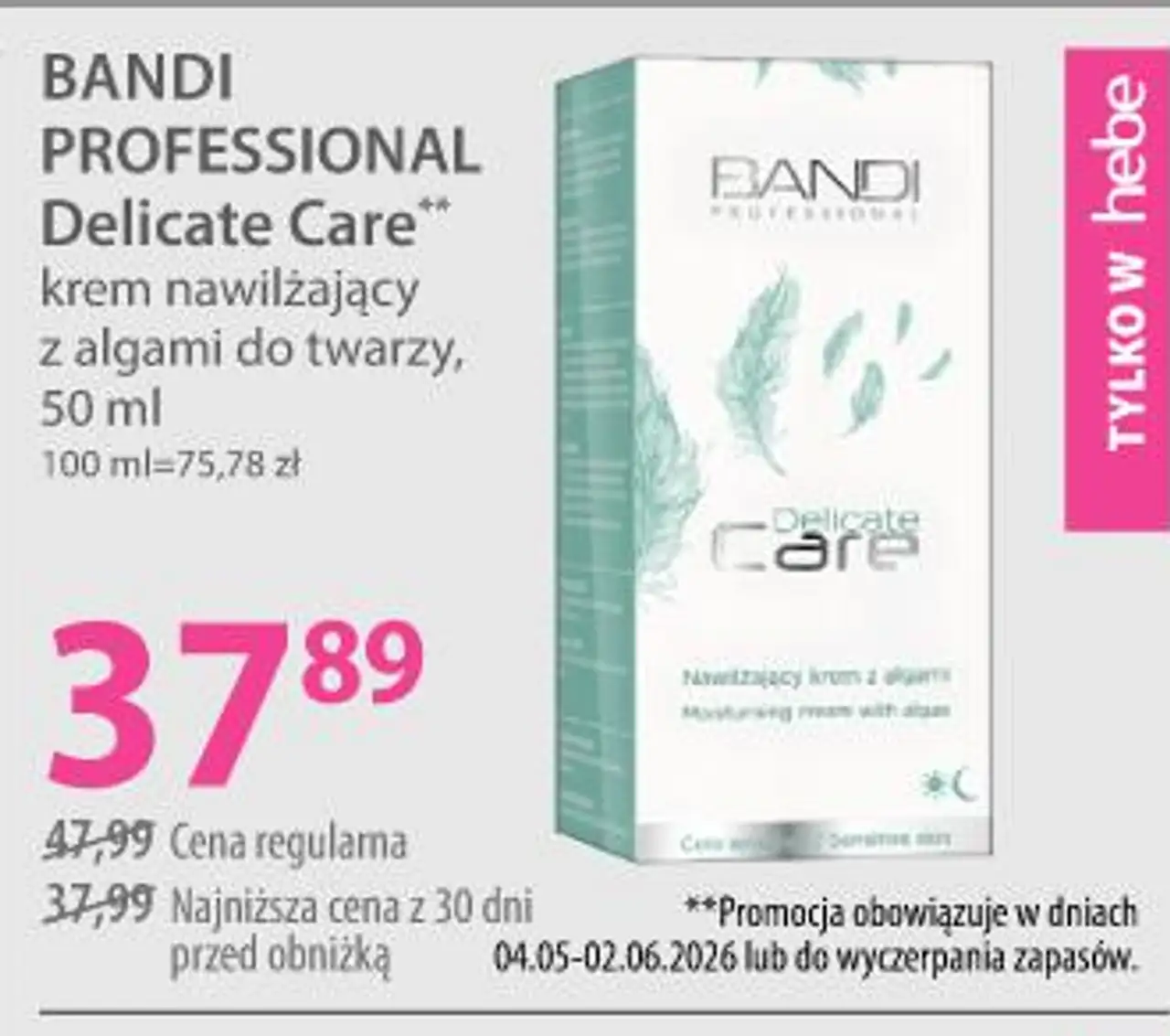 BANDI PROFESSIONAL Delicate Care** krem nawilżający z algami do twarzy, 50 ml