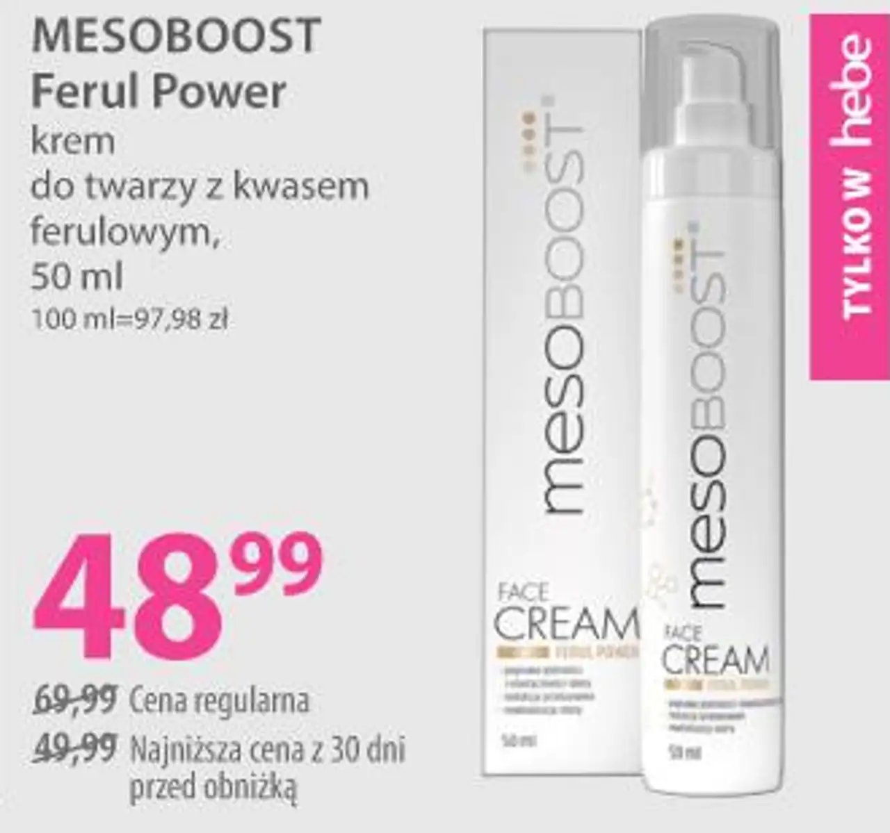 MESOBOOST Ferul Power krem do twarzy z kwasem ferulowym, 50 ml